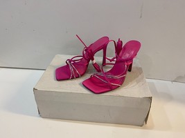 Asos Design Nobu Verziert Riemchen Krawatte Bein Absatz Sandalen IN Rosa... - $25.91
