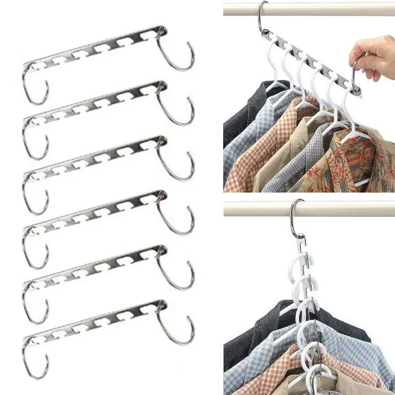 House Home 2/6/10pcs Stainless Steel Clip Stand Clothes Hanger Pants Skirt Cloth - £20.10 GBP