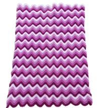 Vintage Crochet 100% Wool Afghan Chevron Blanket Pink Burgundy Zig Zag Throw - £33.32 GBP