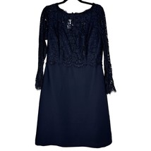 NWT RSVP By Talbots Black Crepe &amp; Lace Sheath Dress Woman&#39;s Size 10 bell sleeve - £52.05 GBP