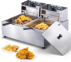 Commercial Restaurant 24L Large Capacity Countertop Fryer W/Dual Removable Baske - £189.33 GBP
