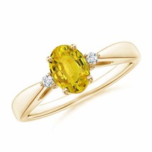 Authenticity Guarantee 
Angara Natural 7x5mm Yellow Sapphire Ring in 14K Yell... - £811.28 GBP