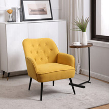 Modern Mid Century Chair velvet Sherpa Armchair for Living Room - Yellow - £98.75 GBP