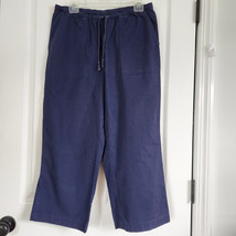 L L Bean Womens Sunwashed Canvas Straight Leg Crop Pants Small Navy Ligh... - £22.07 GBP