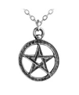 Alchemy Gothic Dante&#39;s Hex Pentagram Circle Pewter Pendant Pagan Necklac... - $15.95