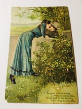 EMBOSSED ANTIQUE POSTCARD 1908 * KISSING BEAUTY * WOMAN KISS MAN CAROLIN... - £94.92 GBP