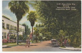 Vintage Postcard Sekon in the Palms Hotel Pass-A-Grille Beach Florida Linen - £6.33 GBP