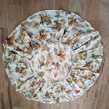 Vintage 20&quot; Round Fabric Ottoman Cover Hunting Cabin Lodge Rustic Ruffles Duck - £39.56 GBP