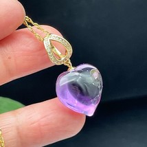 Amethyst  Crystal Heart-shaped pendant Sterling Silver Reiki Healing D080117 - £29.60 GBP