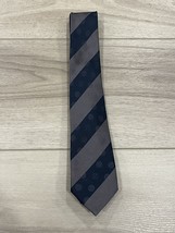 ERMENEGILDO ZEGNA Italy Silk Navy Blue &amp; Gray Striped Dots Tie 100% Silk... - $29.69