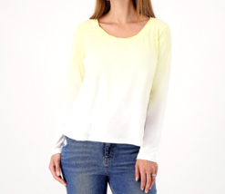 Candace Cameron Bure The Ocean Dipped Long-Sleeve Top- Honeysuckle, Large - £16.28 GBP