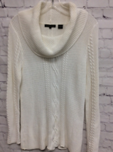 Jeanne Pierre Womens Pullover Sweater White Drape Neck Cable Knit Ribbed S - £8.69 GBP