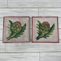 Pier 1 Artichoke Mosaic Tile Trivet 7957 Made in Italy 6&quot; Square Pink Green - £23.25 GBP
