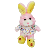 11&quot; Vintage 1988 Giftco Pink Bunny Rabbit Stuffed Animal Plush W Duck Slippers - £36.46 GBP