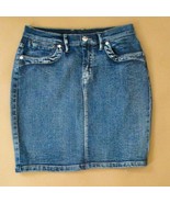 Venus Blue Denim Skirt Junior Women Size 4 fancy Back Pockets &amp; Belt Loo... - $6.93