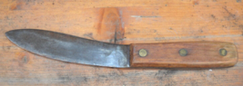 Vintage Curved Skinning knife Carbon Steel 9.5&#39;&#39; long Wood handle brass ... - £30.99 GBP