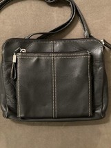 Tignanello Black Pebbled Leather Crossbody Purse Handbag Organizer - £23.80 GBP