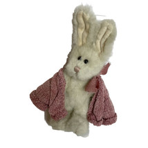 Vintage 1990s Boyds Bears Plush Rabbit Bunny Pink Cardigan Sweater 8&quot; Jointed - £11.89 GBP