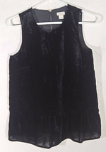 J Crew Womens Tank Top Size 00 Black Velvet Peplum Hem Scoop Neck Keyhole Back - £15.97 GBP