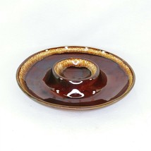 Chip Dip Vegetable Bowl Kathy Kale USA Pottery Chocolate Brown Vintage 1... - $42.73