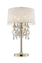 Ore Furniture K-5155T 32.5 in. Aurora Barocco Shade Crystal Gold Table Lamp - £296.15 GBP