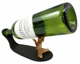 Zen Yoga Meditating Frog Wine Bottle Holder Rack Figurine Cast Iron Toad Decor - £31.09 GBP