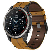 For Garmin Quatix 7 Pro 22mm Leather Textured Watch Band(Brown) - £30.98 GBP