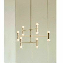 12 Luce Metà Secolo Stile Lucido Ottone Unico Sputnik Luce Armatura Con ... - £201.92 GBP