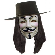 V For Vendetta Wig Adult Mens Black Halloween Costume Accessory - £15.88 GBP