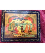 Antique Collectors Russian Hand Painted Black Lacquer Wood Story Box - $153.41 CAD