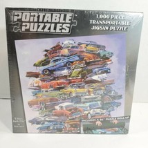 1000 Piece Transportable Jigsaw Puzzle Fifties Junkpile by Dale Klee Car Pile - $19.35