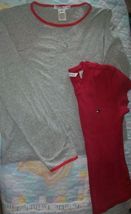 Tommy Hilfiger Lot of 2 Girls Small/P Long Sleeve/Short Tops Red/Gray - £13.57 GBP
