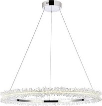 Pendant Lamp LAUREL Crystal Clear Chrome Aluminum Adjustable Hanging Height LED - £932.15 GBP