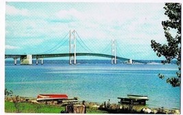 New York Postcard Mackinac Straits Bridge World&#39;s Longest Expensive Suspension - £1.71 GBP