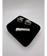 Vintage Sterling Silver Anson Ornate Cufflinks 2.1cm And Tie Clip - $45.14