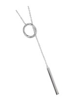 Sterling Silver Lariat Bar Necklace Open Circle Y Bar - £94.53 GBP