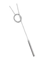 Sterling Silver Lariat Bar Necklace Open Circle Y Bar - £95.07 GBP