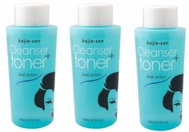 3 pcs Kojie San Cleanser + Toner Dual Action Repairs Damaged Skin 100ml each - £18.06 GBP