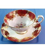 Vintage Paragon Red &amp; Gold Teacup &amp; Saucer by Royal Appointment Queen El... - $48.68 CAD