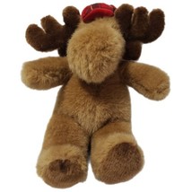 International Silver Co Moose Plush Brown Red Hat Stuffed Animal Toy 1997 - £8.88 GBP