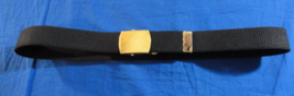 Military Army Navy Rotc Black Web Belt Adjustable Stabrite Gold Buckle 36 Inches - £10.08 GBP