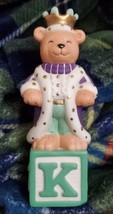 1994 Bronson Collectibles Letter &quot;K&quot; Kenneth The King Alpha Block Bears Figurine - £10.35 GBP