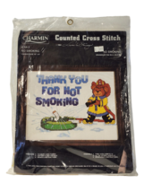 Vintage Charmin Janlynn 1984 Counted Cross Stitch Kit &#39;No Smoking&#39; NIP 10&quot; x 8&quot; - £4.95 GBP