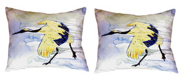 Pair of Betsy Drake Yellow Crane No Cord Pillows 16 Inch X 20 Inch - £63.15 GBP