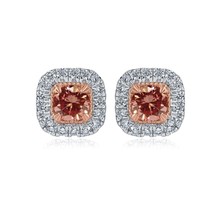 1.15 Carats Rond Labo Grown Vif Rose Boucles Oreilles Diamant 14k or Blanc - £1,432.89 GBP