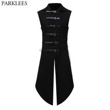 Gothic Steampunk Velvet Vest Medieval Victorian Double Breasted Suit Tail Coat S - £31.45 GBP+