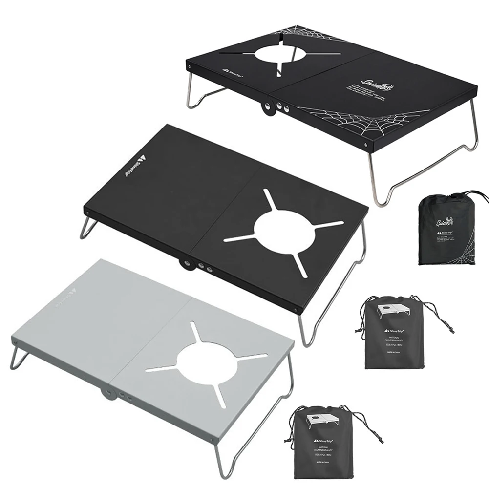 Mini Camping Table With Heat Gas Stove Holder, Foldable outdoor stove Compatible - £18.43 GBP+