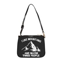 Personalized PU Leather Shoulder Bag with &#39;I Like Mountains and Maybe Three Peop - $31.93