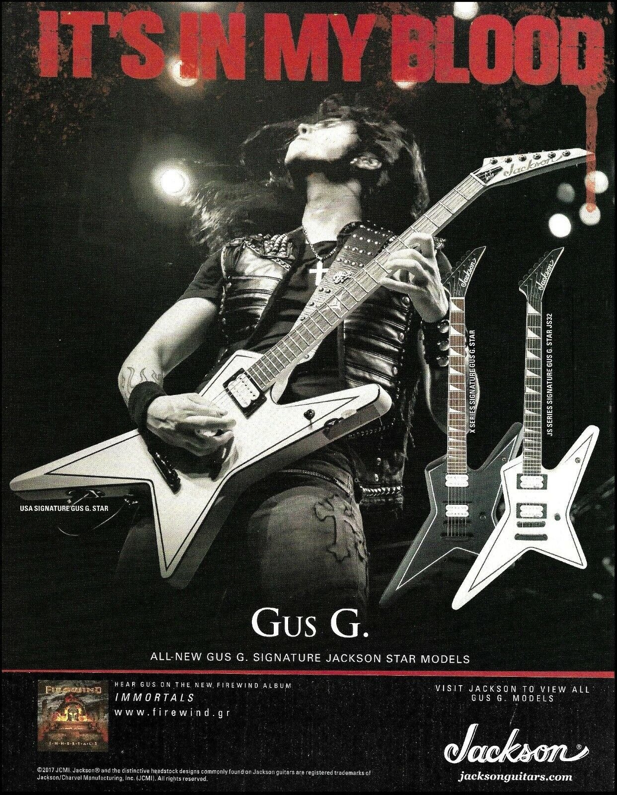 Primary image for Firewind Immortals Gus G. Signature Jackson JS & X Series Star Guitar ad print