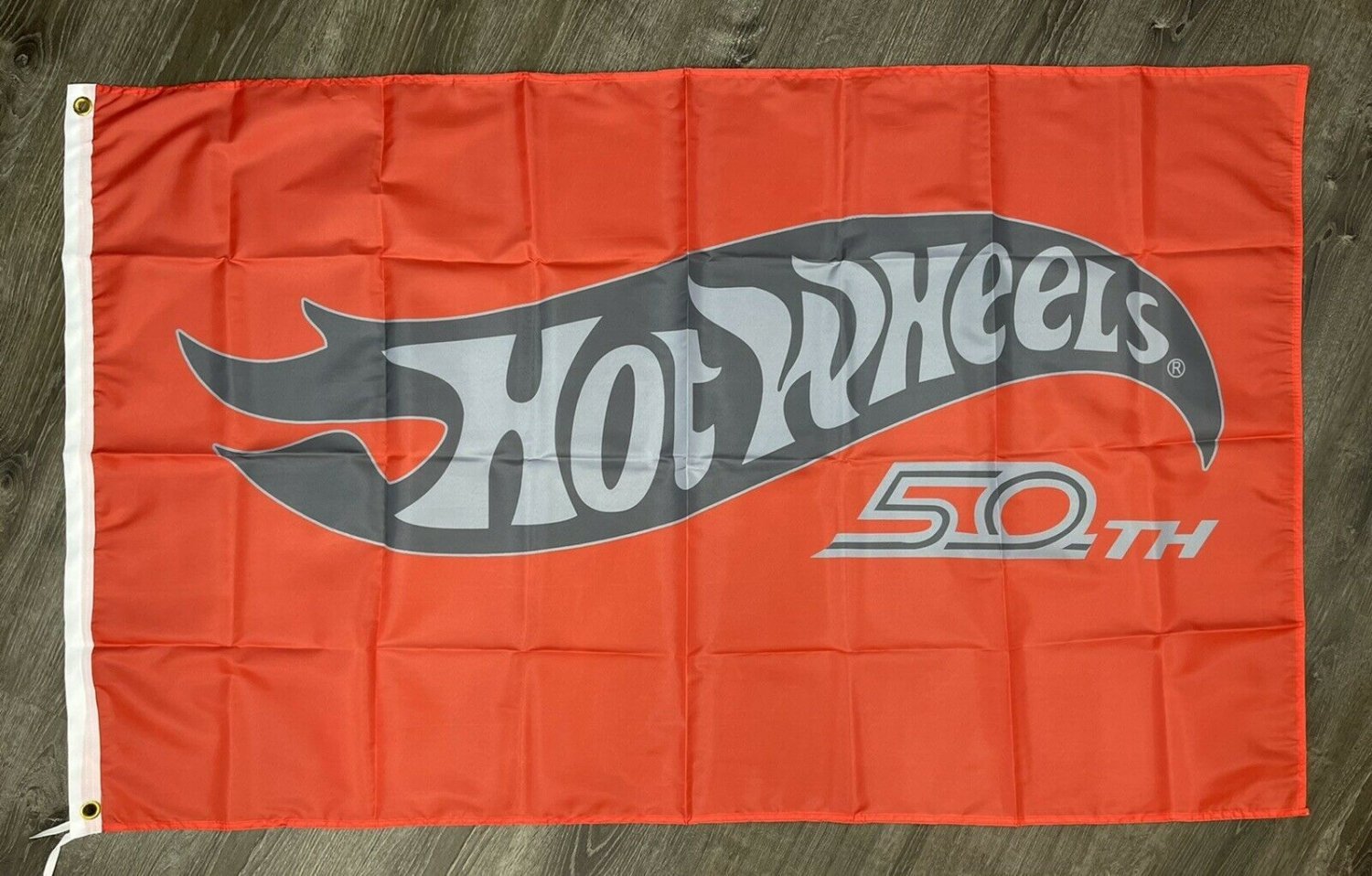 Hot Wheels Orange 50th Anniversary Flag 3x5 ft Banner Die Cast Toy Room ... - $20.00